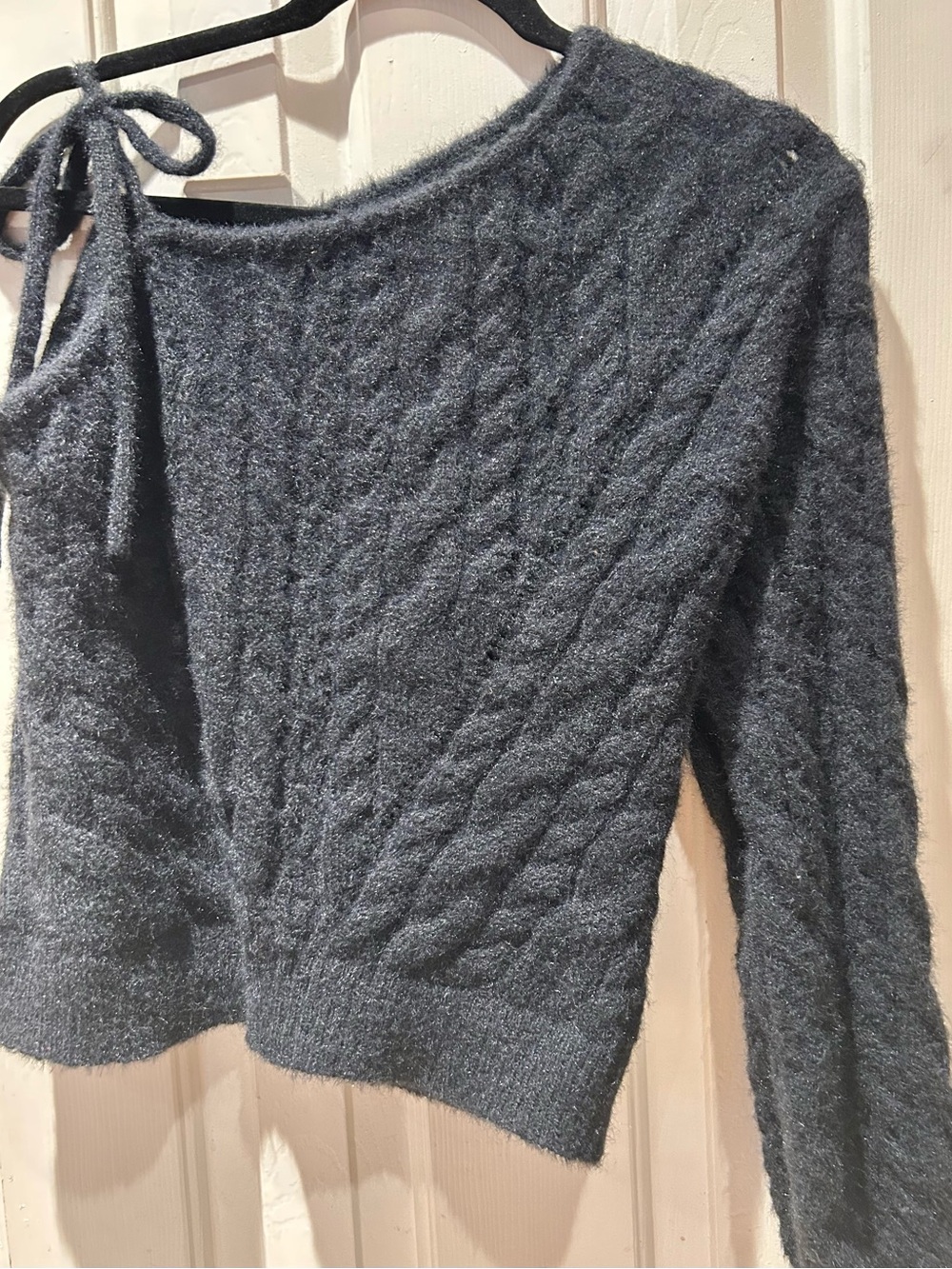 wild fable Off-the-Shoulder Cable Knit Sweater in Charcoal Gray